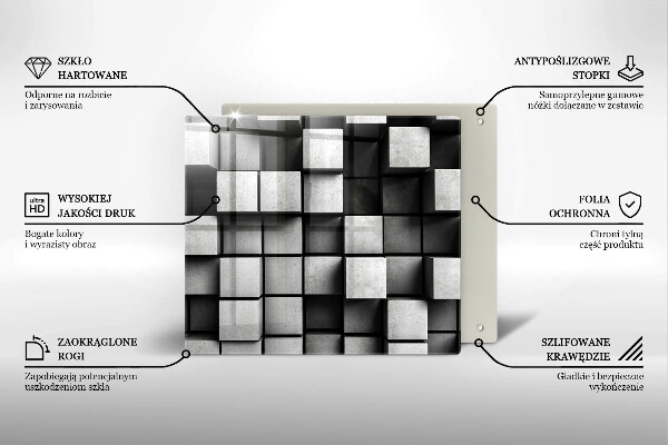 Copertura piano induzione Quadrati astratti 3D