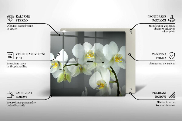 Copri piano cottura Fiori di orchidea bianca