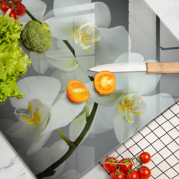 Copri piano cottura Fiori di orchidea bianca