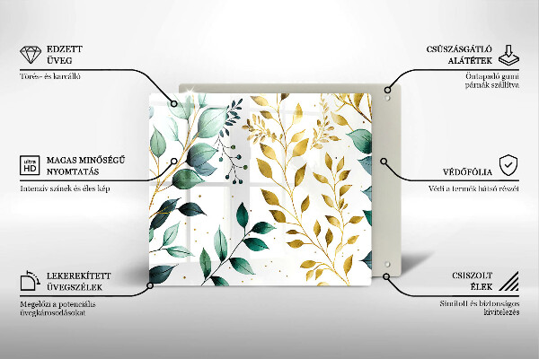Proteggi piano induzione Foglie verdi e dorate