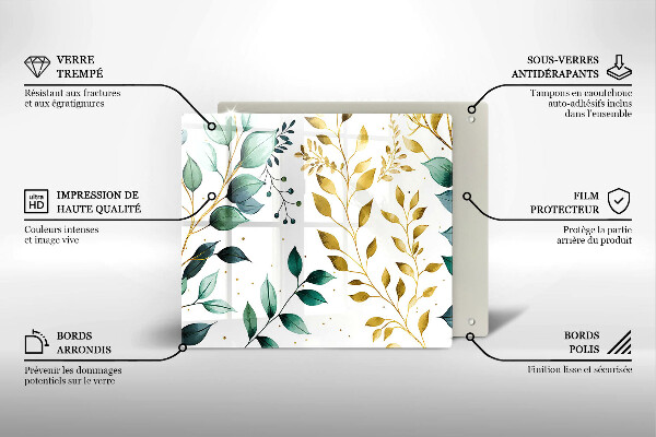 Proteggi piano induzione Foglie verdi e dorate