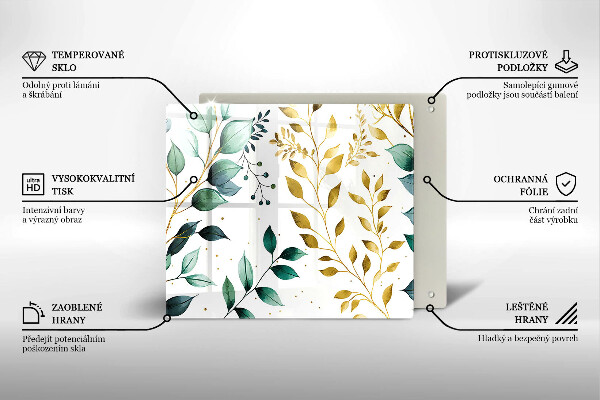 Proteggi piano induzione Foglie verdi e dorate