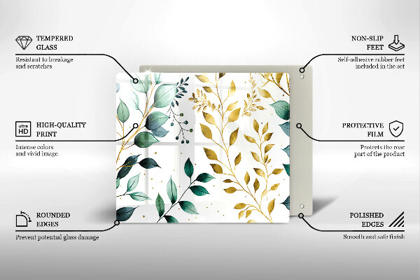 Proteggi piano induzione Foglie verdi e dorate