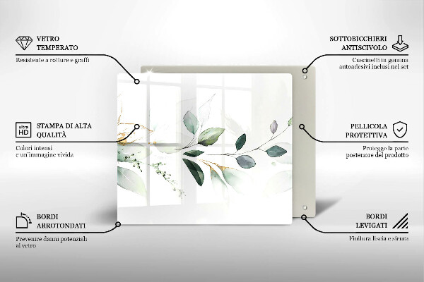 Copri piano cottura Foglie ad acquerello