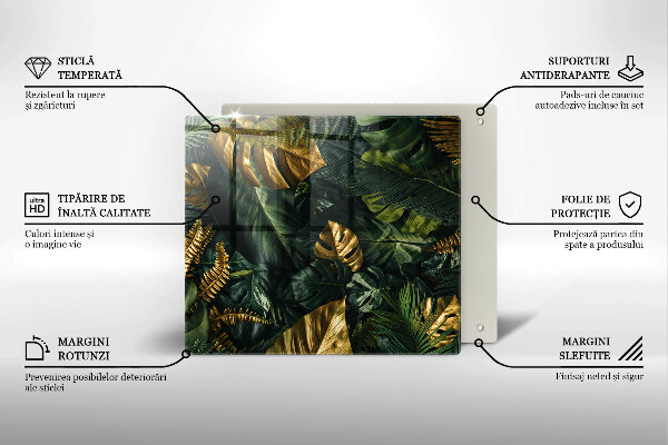 Copri piano cottura Foglie dorate di monstera