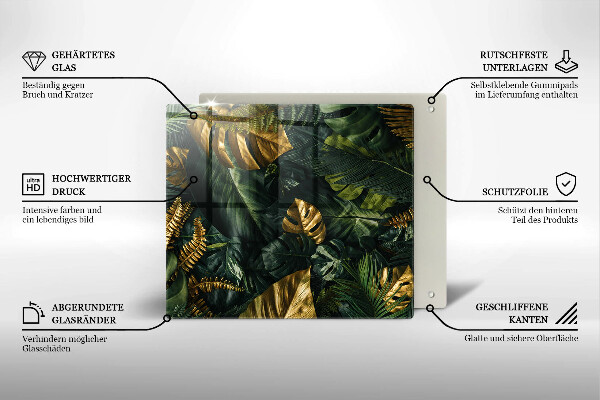 Copri piano cottura Foglie dorate di monstera