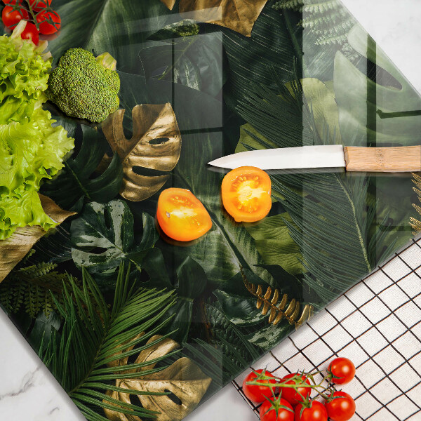 Copri piano cottura Foglie dorate di monstera