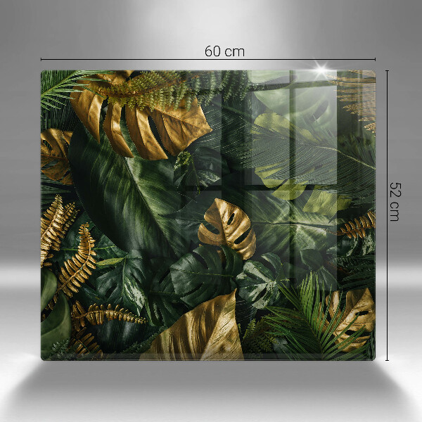 Copri piano cottura Foglie dorate di monstera