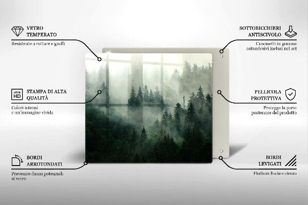 Copri piano cottura Paesaggio forestale nebbioso