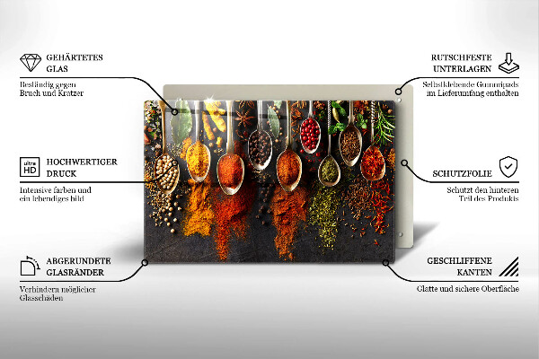 Copri cucina in vetro Cucchiai con spezie