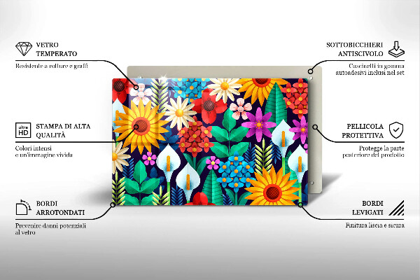 Copri piano cottura Illustrazione del prato dei fiori