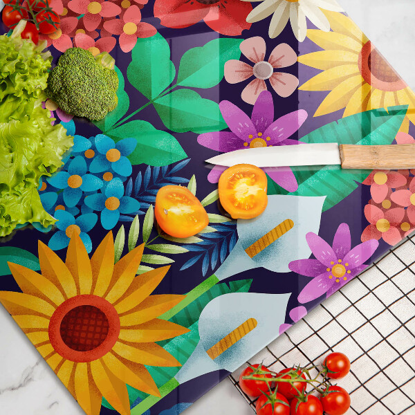 Copri piano cottura Illustrazione del prato dei fiori