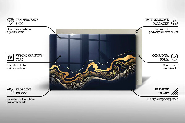 Copri piano cottura Linee dorate astratte