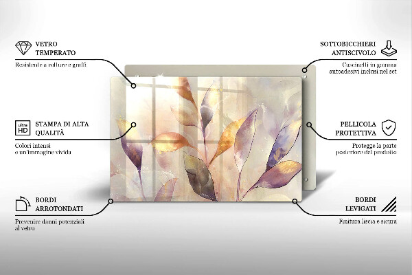 Protezione piano induzione Foglie boho dipinte