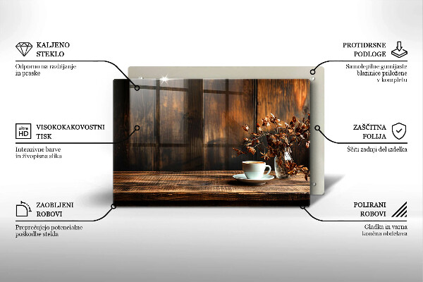 Copri piano cottura Tazza di caffè e legno