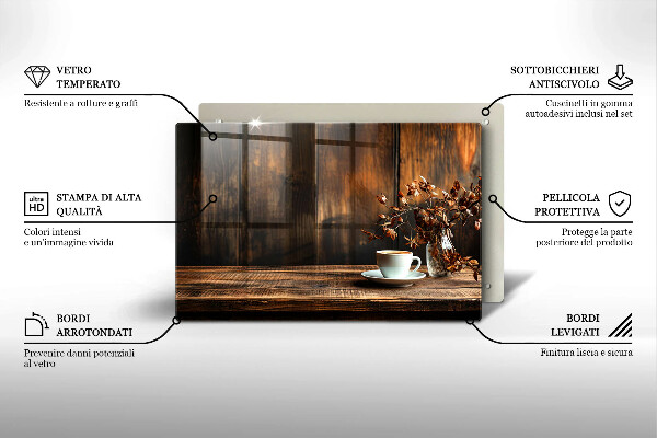Copri piano cottura Tazza di caffè e legno