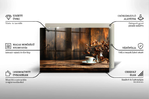 Copri piano cottura Tazza di caffè e legno