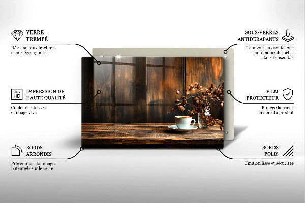 Copri piano cottura Tazza di caffè e legno