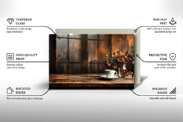 Copri piano cottura Tazza di caffè e legno