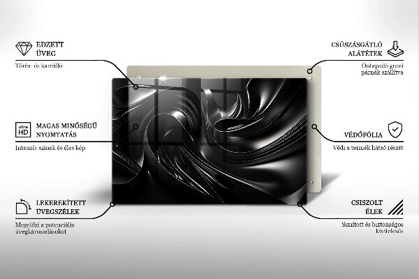 Copri piano cottura Messa nera astratta