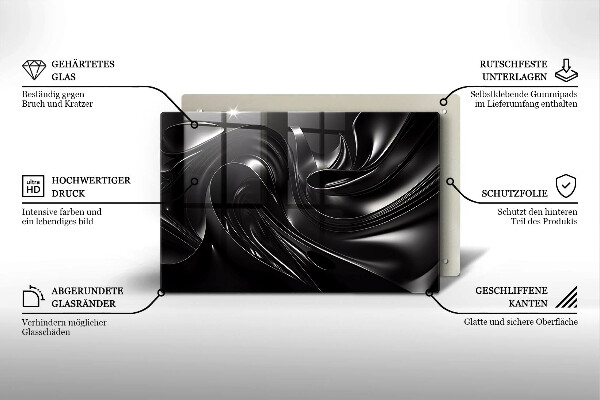 Copri piano cottura Messa nera astratta