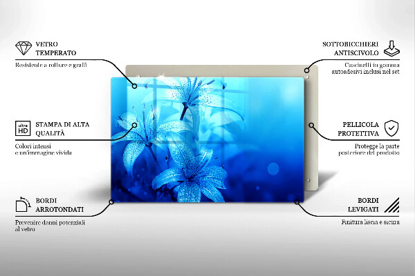 Copri piano cottura Fiori blu