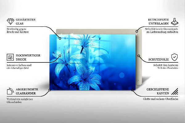 Copri piano cottura Fiori blu