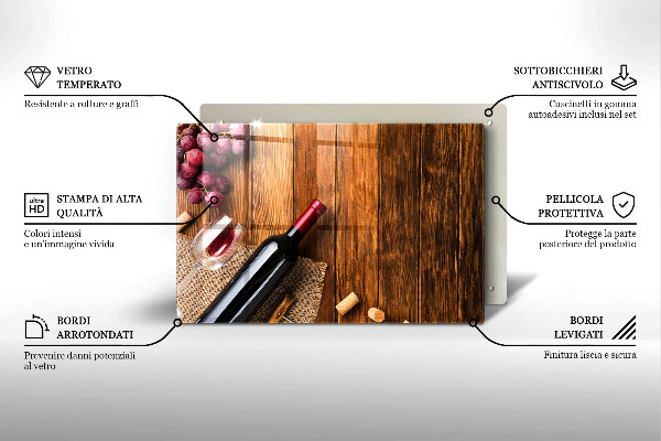 Protezione piano cottura Una bottiglia di vino rosso