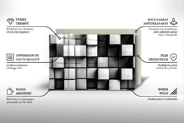 Copri piano cottura Quadrati astratti 3D