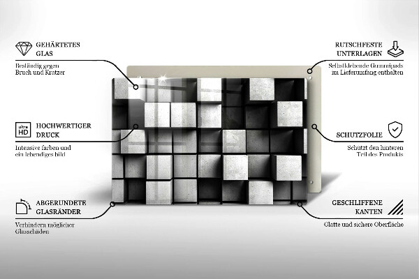 Copri piano cottura Quadrati astratti 3D