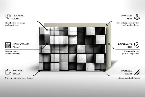 Copri piano cottura Quadrati astratti 3D