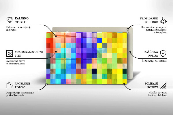Copri cucina in vetro Quadrati di pixel colorati