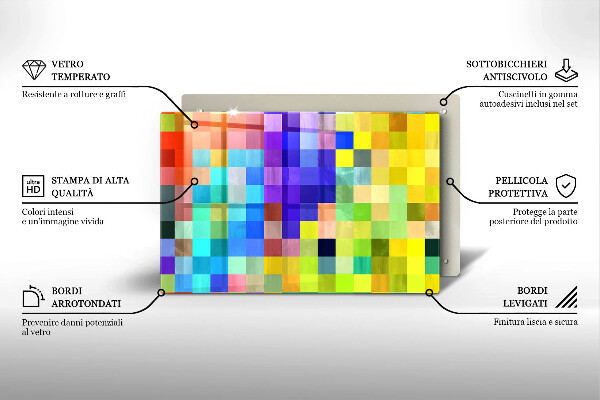 Copri cucina in vetro Quadrati di pixel colorati
