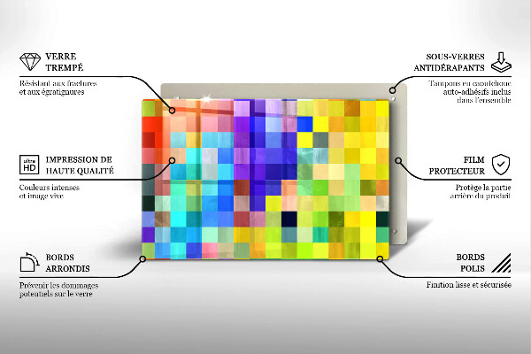 Copri cucina in vetro Quadrati di pixel colorati