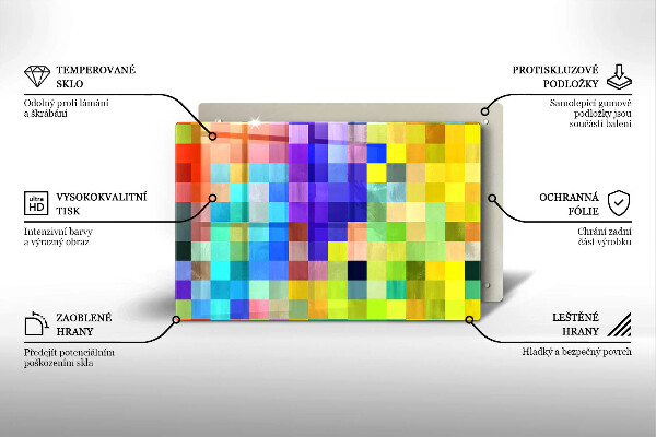 Copri cucina in vetro Quadrati di pixel colorati