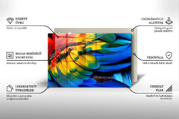 Copri piano cottura Piume di pappagallo colorate