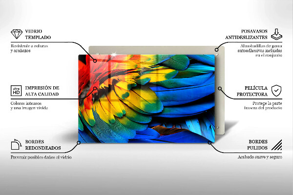 Copri piano cottura Piume di pappagallo colorate