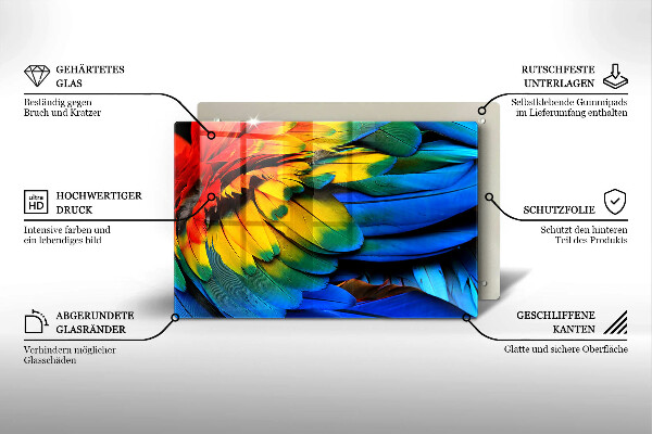 Copri piano cottura Piume di pappagallo colorate