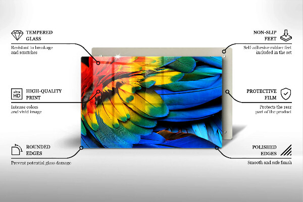 Copri piano cottura Piume di pappagallo colorate