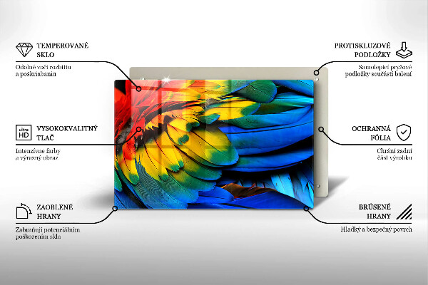 Copri piano cottura Piume di pappagallo colorate