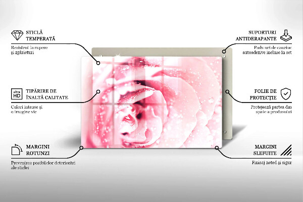 Protezione piano cottura Gocce di rugiada e fiore di rosa