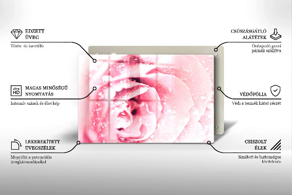 Protezione piano cottura Gocce di rugiada e fiore di rosa