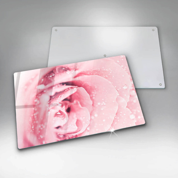 Protezione piano cottura Gocce di rugiada e fiore di rosa