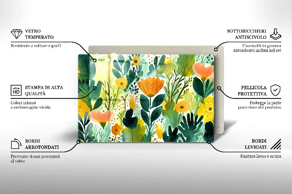 Copri piano cottura Fiori dipinti