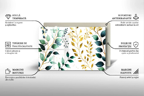 Protezione piano cottura Foglie verdi e dorate