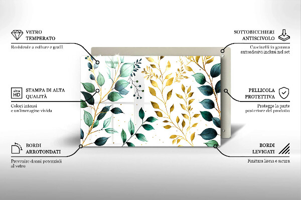 Protezione piano cottura Foglie verdi e dorate