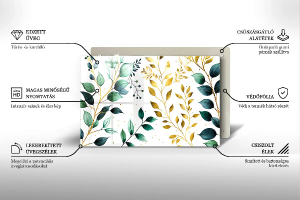 Protezione piano cottura Foglie verdi e dorate