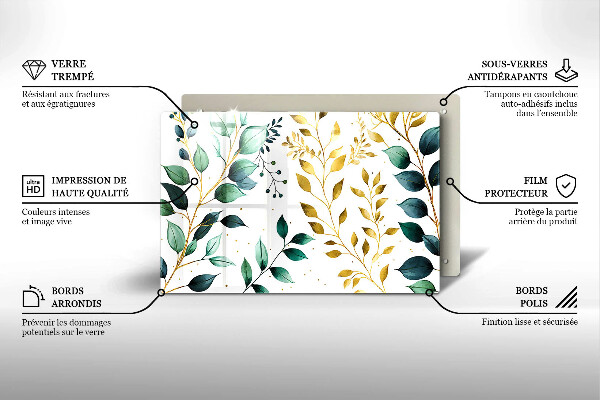 Protezione piano cottura Foglie verdi e dorate