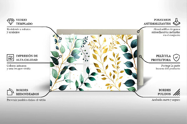 Protezione piano cottura Foglie verdi e dorate