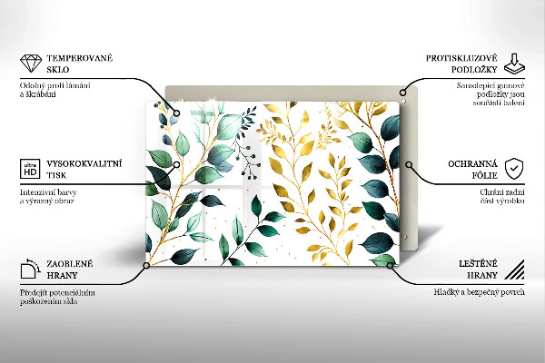 Protezione piano cottura Foglie verdi e dorate